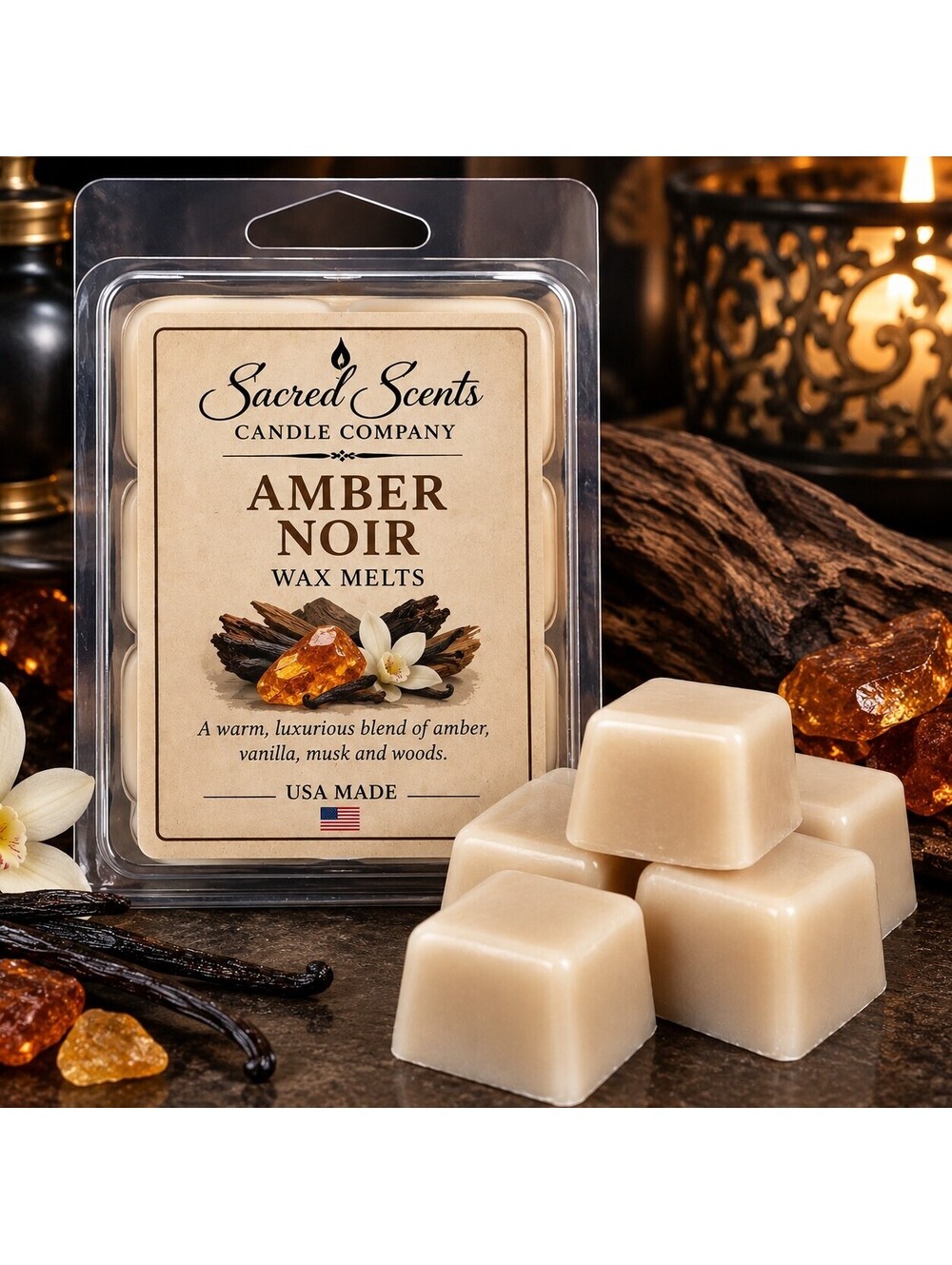 Sacred Scents Amber Noir Wax Melts